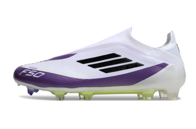 Messi x Adidas F50 Elite Laceless FG Football Boots - White/Black/Purple