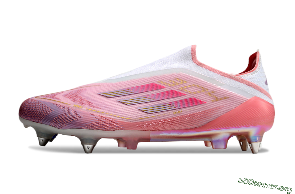 Adidas F50 304 Elite Laceless SG Football Boots - Pink/White/Gold 3