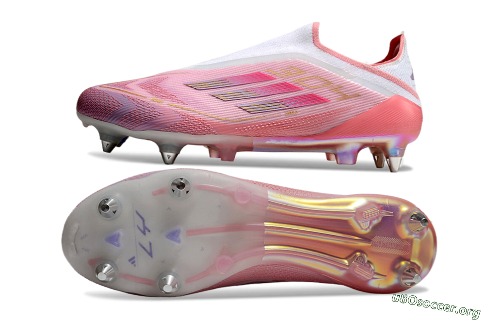 Adidas F50 304 Elite Laceless SG Football Boots - Pink/White/Gold 1