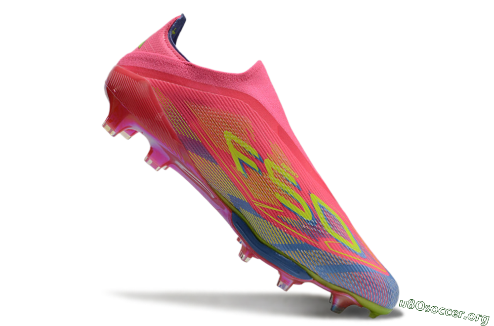 didas F50+ Elite Lightstrike Pro Laceless FG Football Boots - Red/Yellow/Blue 4