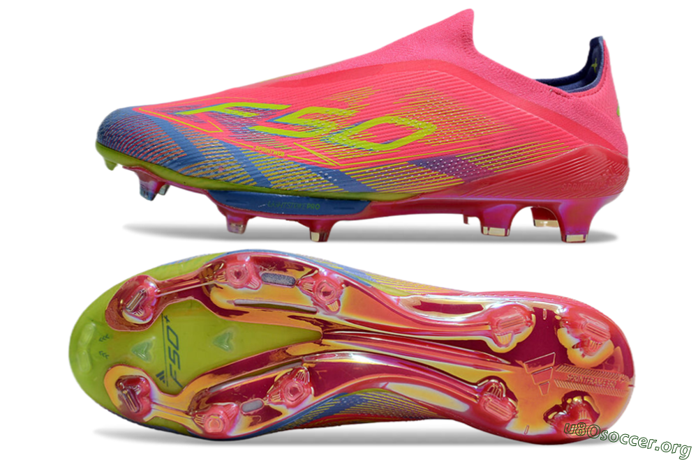 didas F50+ Elite Lightstrike Pro Laceless FG Football Boots - Red/Yellow/Blue 1