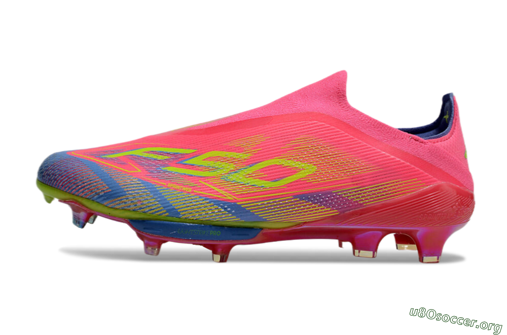 didas F50+ Elite Lightstrike Pro Laceless FG Football Boots - Red/Yellow/Blue 3