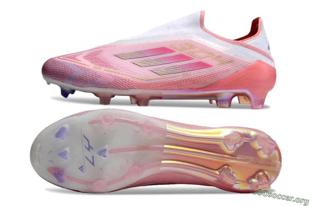 Adidas F50 Elite Laceless FG Football Boots - White/Pink/Gold 6