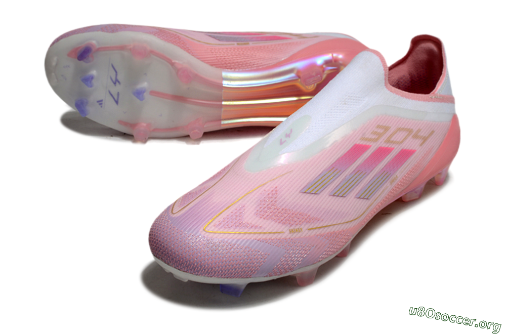 Adidas F50 Elite Laceless FG Football Boots - White/Pink/Gold 3