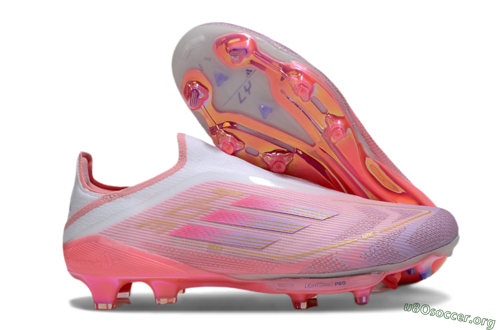 Adidas F50+ Lightstrike Elite Laceless 304 FG Football Boots - Pink/Purple/Gold 2