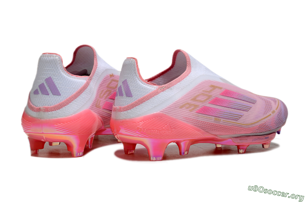 Adidas F50+ Lightstrike Elite Laceless 304 FG Football Boots - Pink/Purple/Gold 6