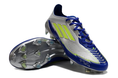 Messi x Adidas F50 Elite FG Football Boots - Silver/Yellow/Blue