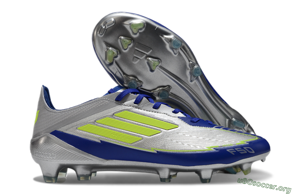 Messi x Adidas F50 Elite FG Football Boots - Silver/Yellow/Blue 2