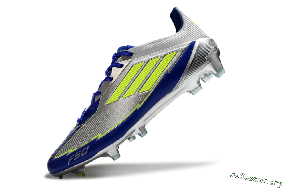 Messi x Adidas F50 Elite FG Football Boots - Silver/Yellow/Blue 5