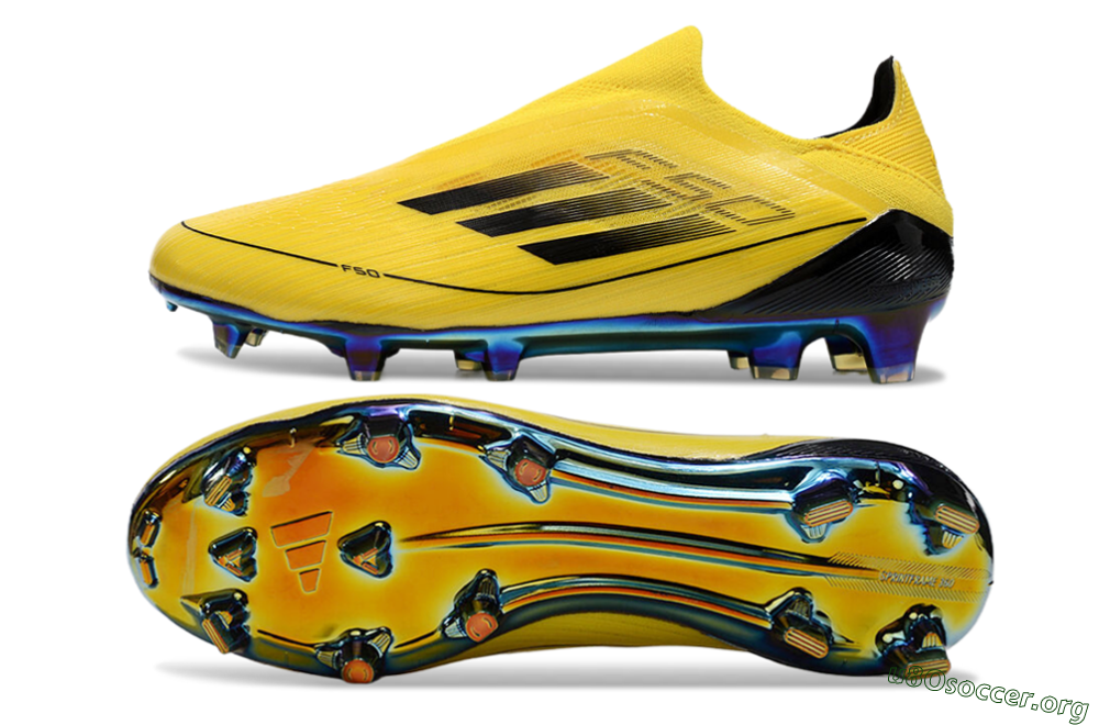 Adidas F50 Elite Laceless FG Football Boots - Yellow/Black/Gold 1