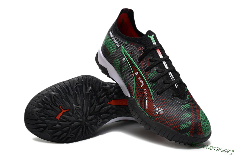Puma Ultra Ultimate TF Football Shoes - Black/Red/Green 0