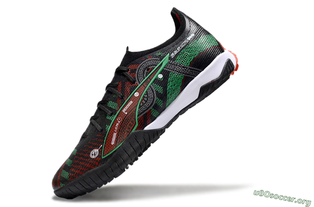 Puma Ultra Ultimate TF Football Shoes - Black/Red/Green 5