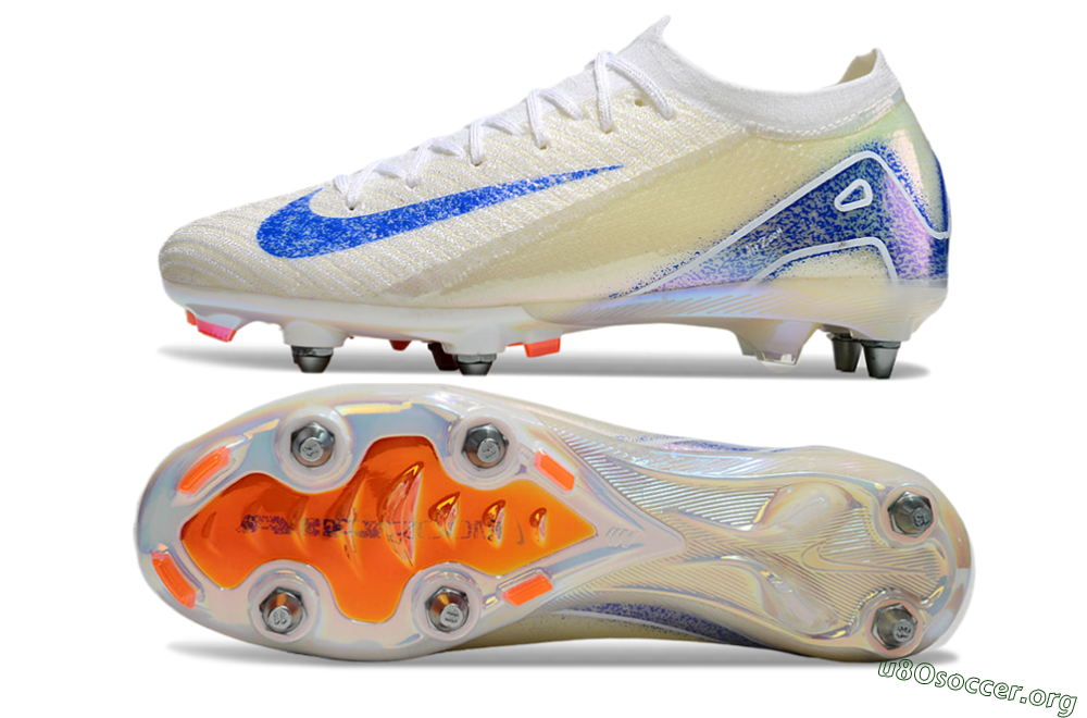 Nike Air Zoom Mercurial Vapor 16 Elite SG Football Boots - Beige/Blue/White 1