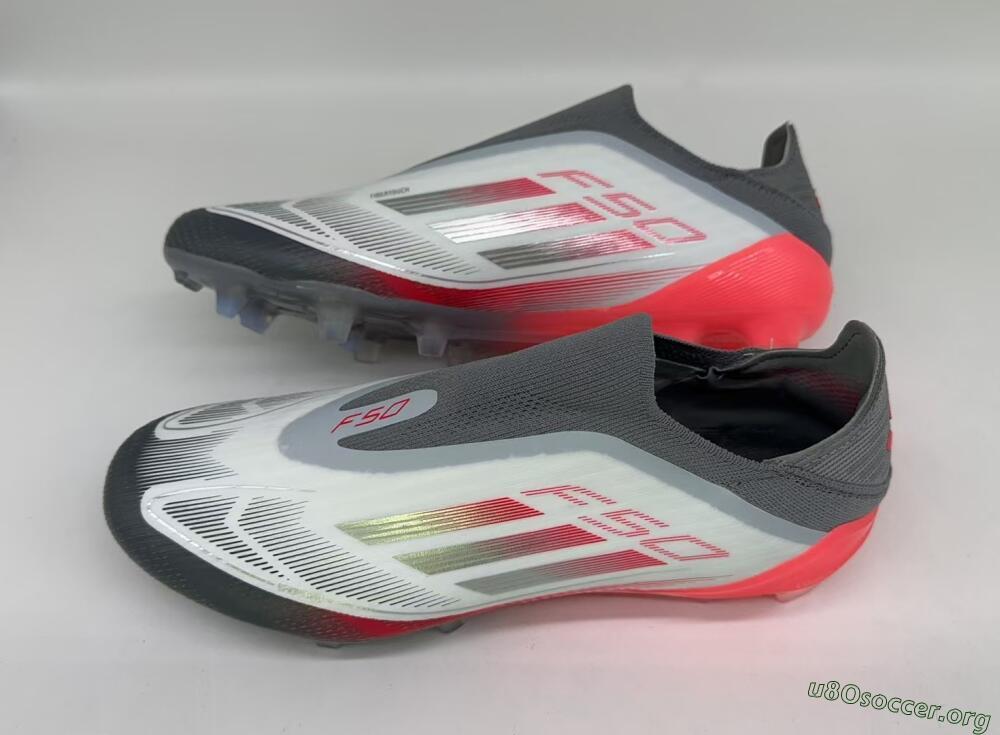 Adidas F50 Elite Laceless FG Football Boots - White/Silver/Red