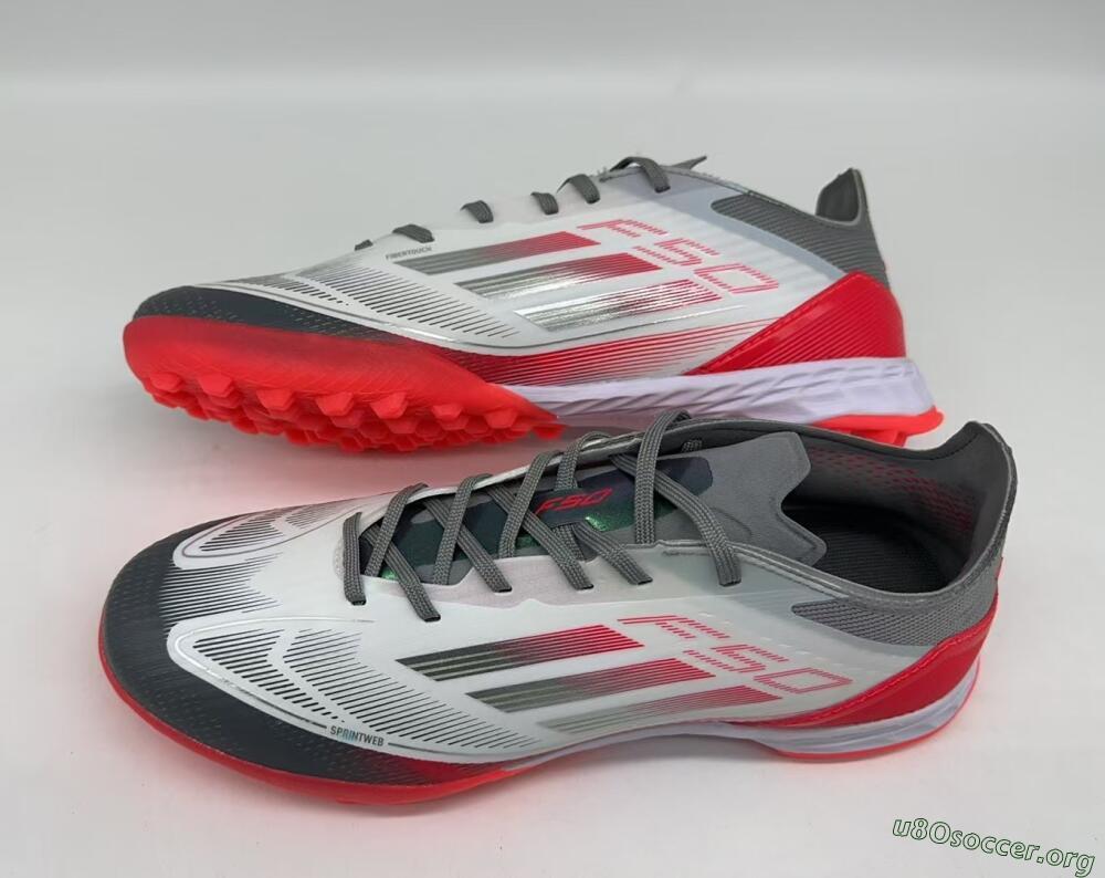 Adidas F50 Pro TF Football Shoes - White/Silver/Red