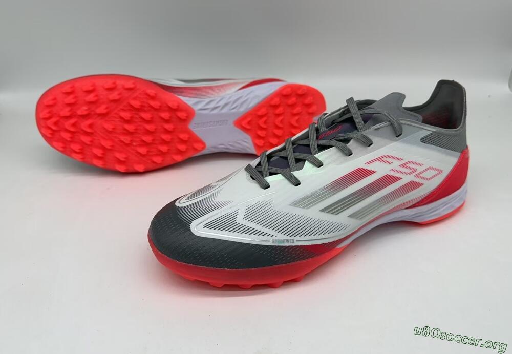 Adidas F50 Pro TF Football Shoes - White/Silver/Red
