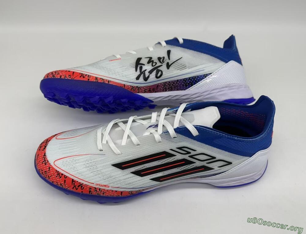 Adidas F50 Pro TF Football Shoes - White/Red/Blue