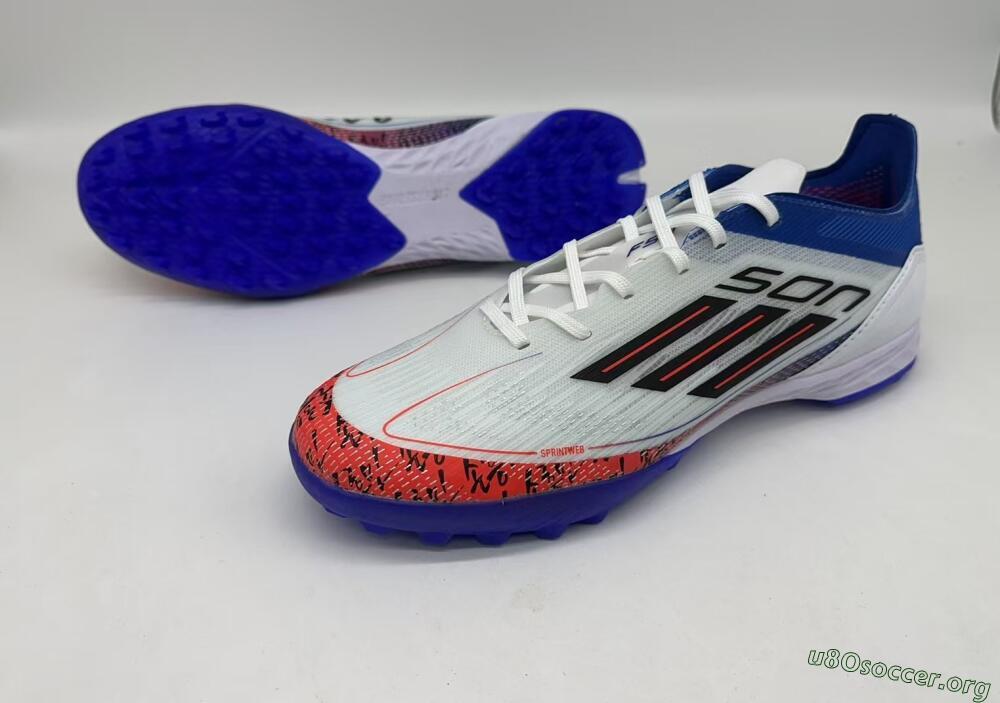 Adidas F50 Pro TF Football Shoes - White/Red/Blue