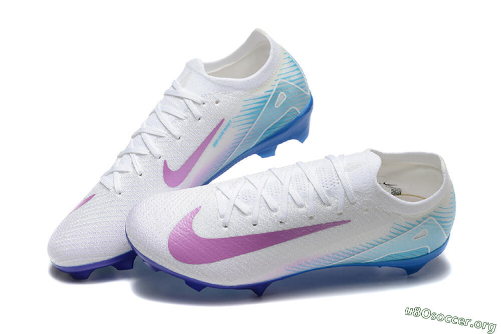 Nike Air Zoom Mercurial Vapor 16 Elite FG Football Boots - White/Purple/Blue 6