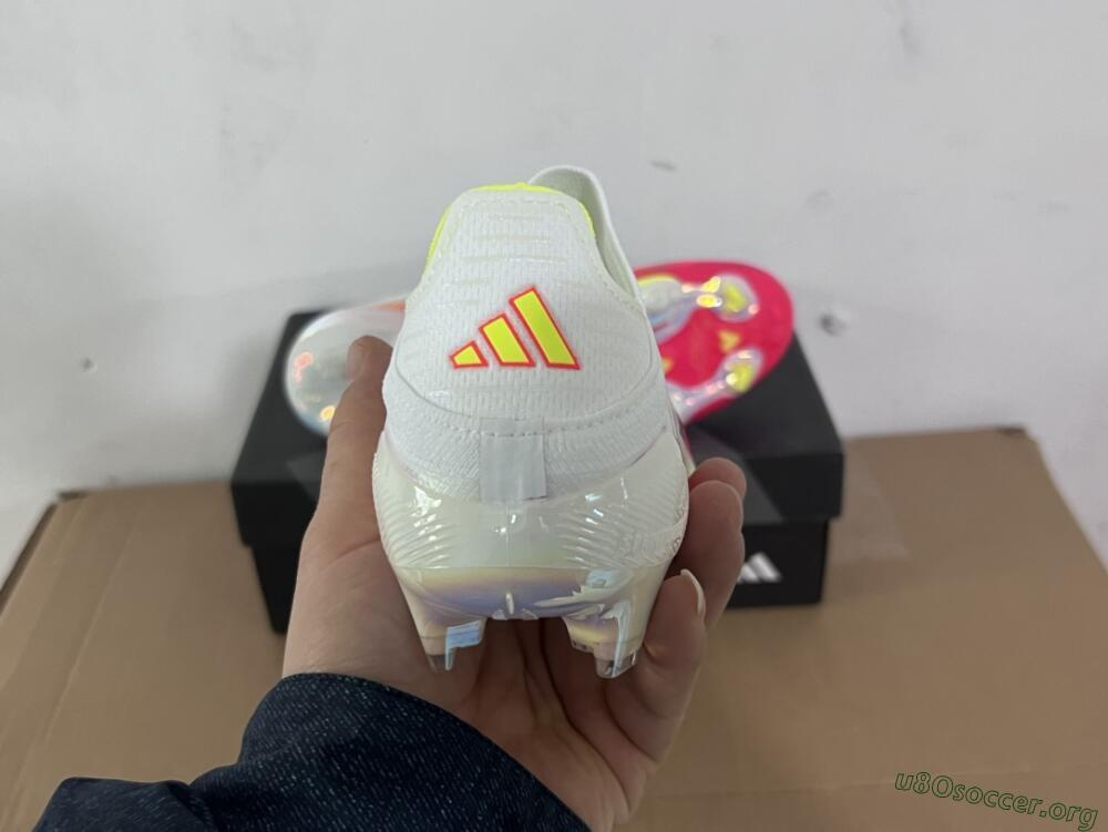 Adidas F50+ Elite Lightstrike Pro Laceless FG Football Boots - White/Red/Yellow