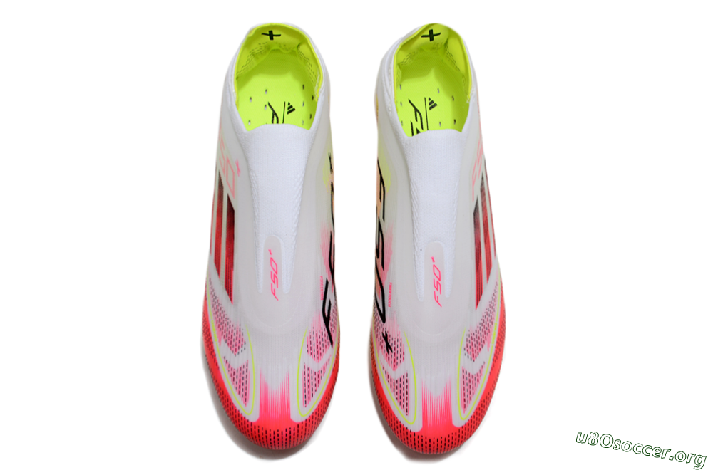 Adidas F50+ Elite Lightstrike Pro Laceless FG Football Boots - White/Red/Yellow 4