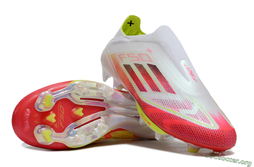 Adidas F50+ Elite Lightstrike Pro Laceless FG Football Boots - White/Red/Yellow 0