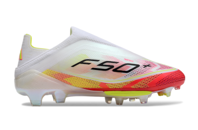Adidas F50+ Elite Lightstrike Pro Laceless FG Football Boots - White/Red/Yellow