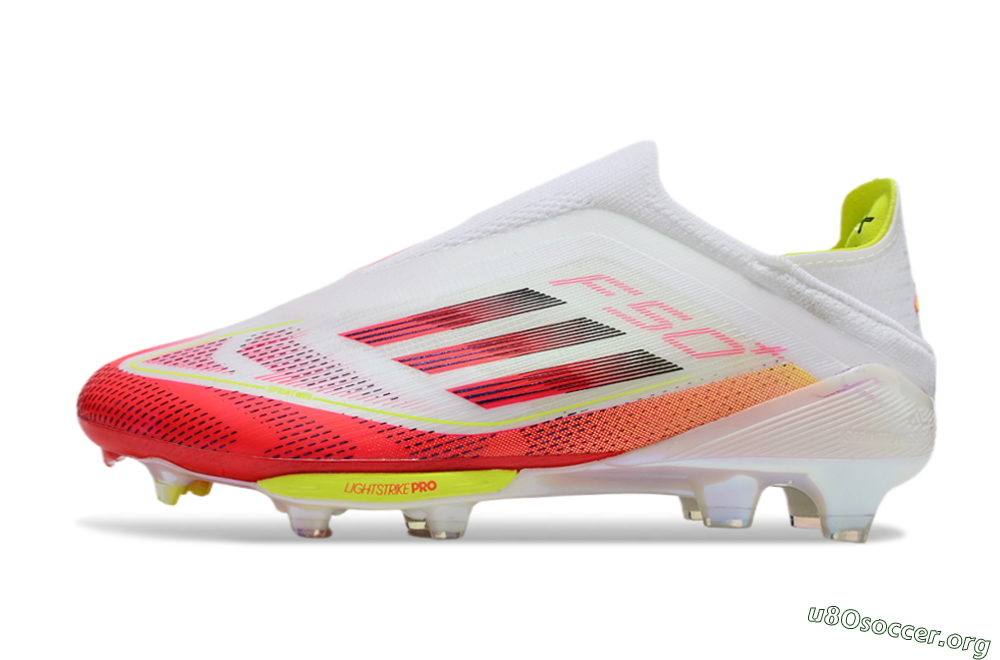 Adidas F50+ Elite Lightstrike Pro Laceless FG Football Boots - White/Red/Yellow 3