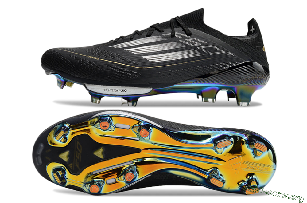 Adidas F50+ Lightstrike Pro Elite FG Football Boots - Black/Silver/Gold 1