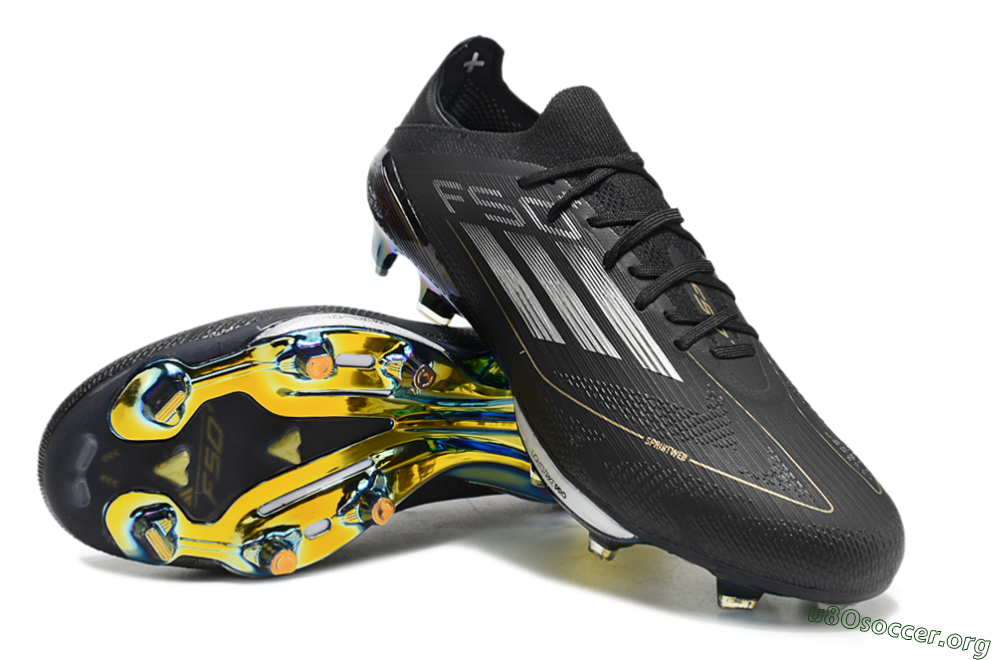 Adidas F50+ Lightstrike Pro Elite FG Football Boots - Black/Silver/Gold 0
