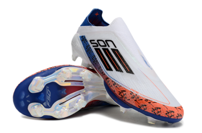 Adidas F50 Elite Lightstrike Pro Laceless FG Football Boots - White/Orange/Blue