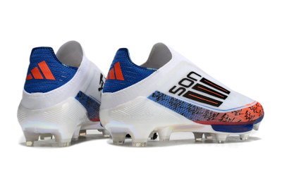 Adidas F50 Elite Lightstrike Pro Laceless FG Football Boots - White/Orange/Blue