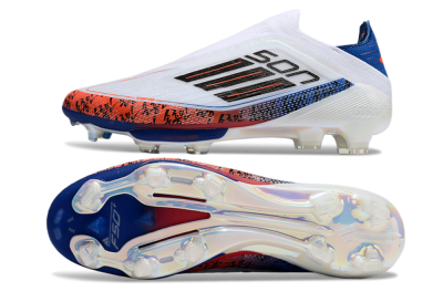 Adidas F50 Elite Lightstrike Pro Laceless FG Football Boots - White/Orange/Blue