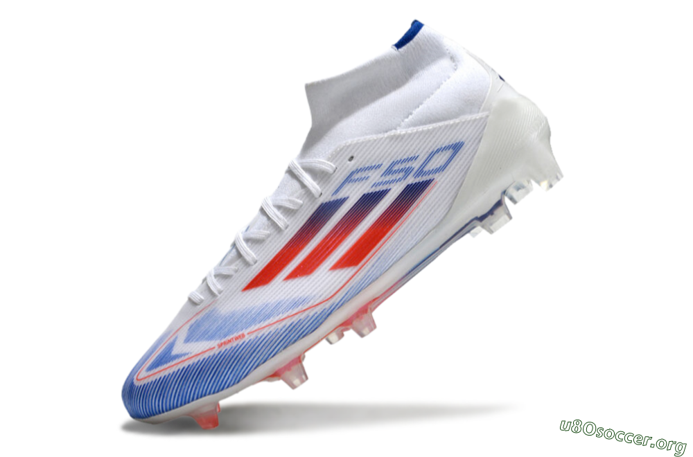 Adidas F50 Elite Mid FG Football Boots - White/Blue/Red 5