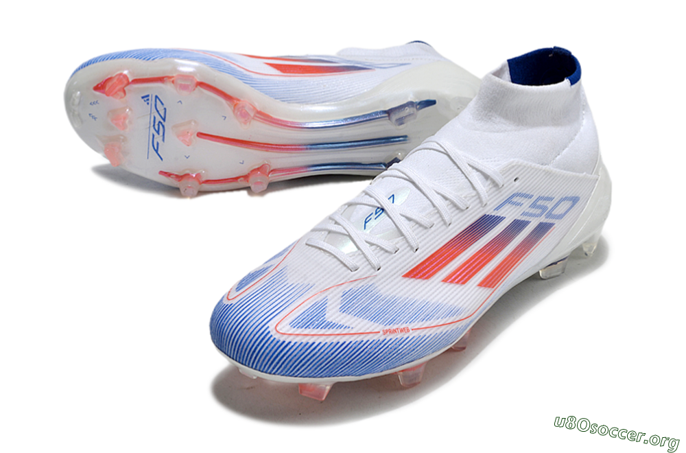 Adidas F50 Elite Mid FG Football Boots - White/Blue/Red 0
