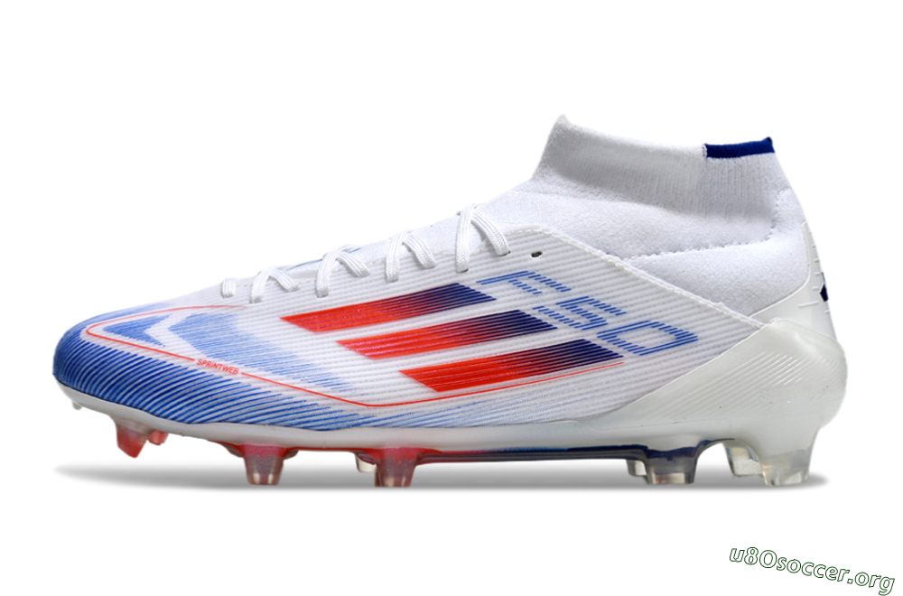 Adidas F50 Elite Mid FG Football Boots - White/Blue/Red 3