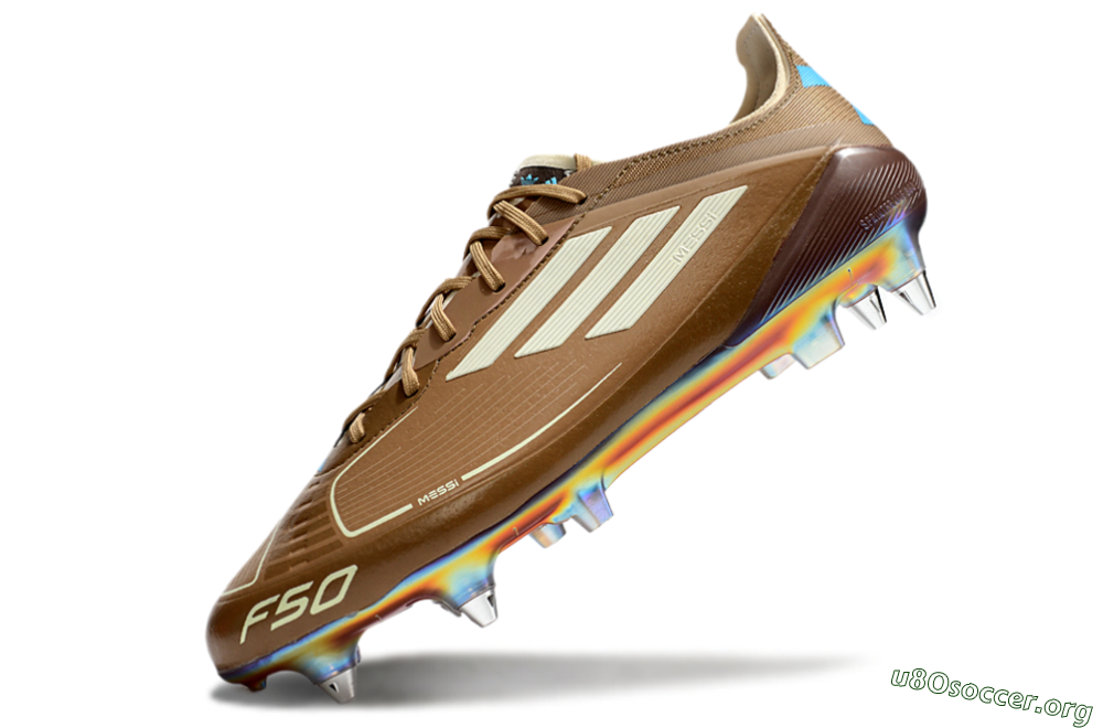 Messi x Adidas F50 Elite SG Football Boots - Brown/White/Blue 5