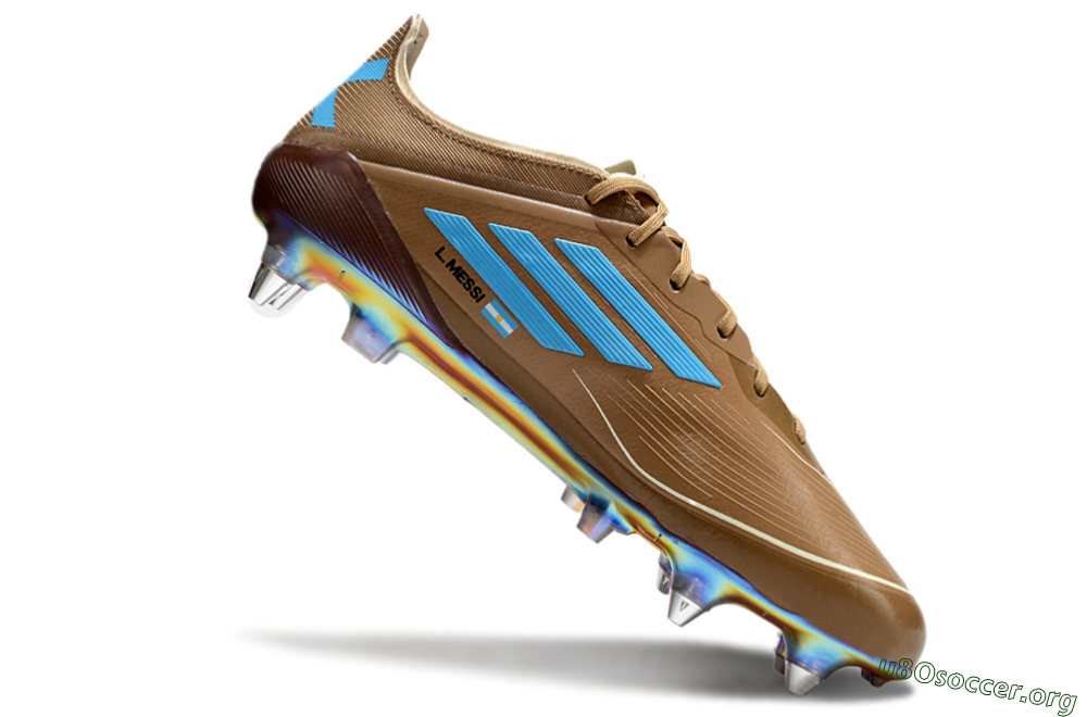 Messi x Adidas F50 Elite SG Football Boots - Brown/White/Blue 4