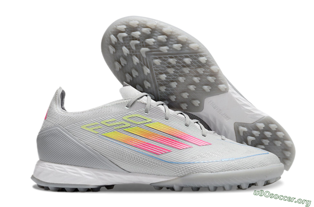 Adidas F50 Pro TF Football Shoes - Grey/Gold/Pink 2