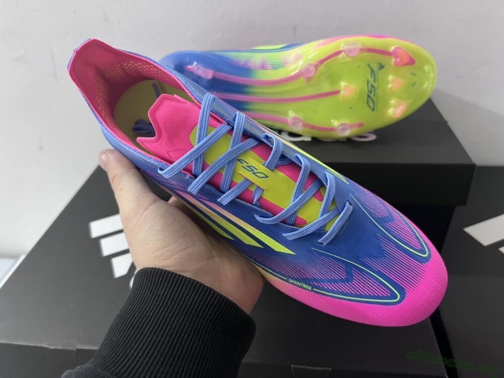 Adidas F50 Elite TF Football Shoes - Blue/Pink/Yellow