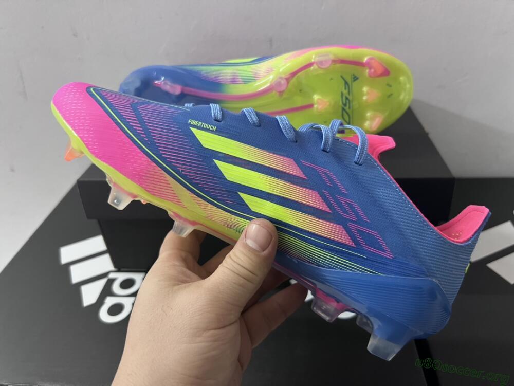 Adidas F50 Elite TF Football Shoes - Blue/Pink/Yellow