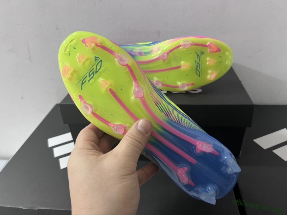 Adidas F50 Elite TF Football Shoes - Blue/Pink/Yellow