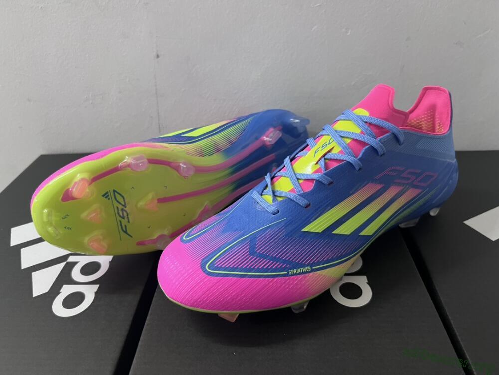 Adidas F50 Elite TF Football Shoes - Blue/Pink/Yellow