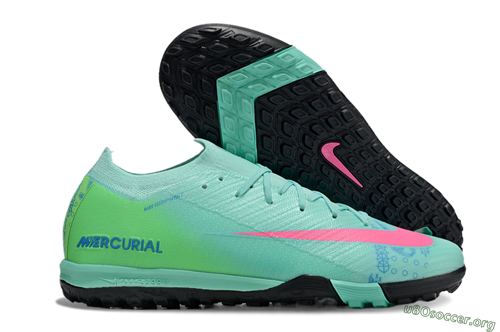Nike Air Zoom Mercurial Vapor 16 Elite TF Football Shoes - Jade/Pink/Blue 2