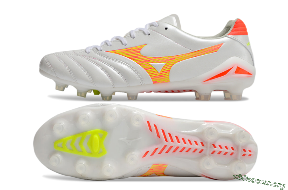 Mizuno Morelia Neo 4 FG Football Boots - White/Red/Yellow 1