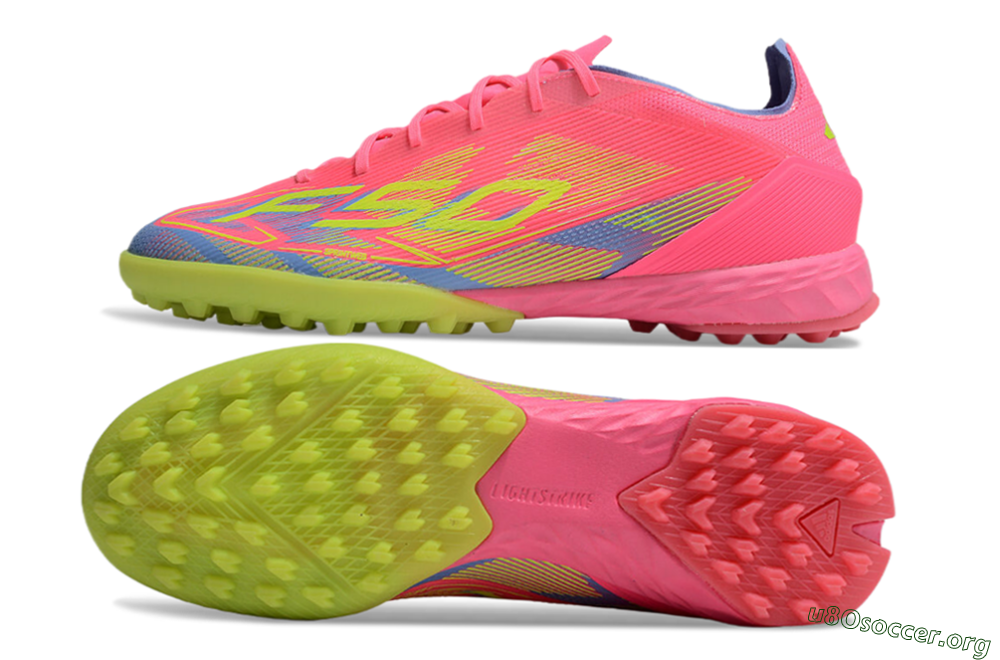 Adidas F50 Pro TF Football Shoes - Pink/Blue/Yellow 1