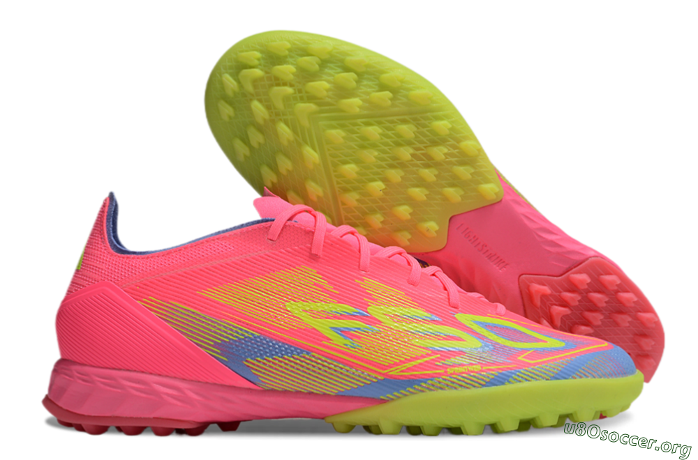 Adidas F50 Pro TF Football Shoes - Pink/Blue/Yellow 2