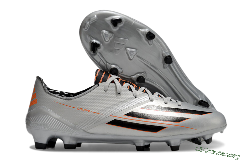 Adidas F50 Adizero FG Football Boots - Silver/Black/Orange 2
