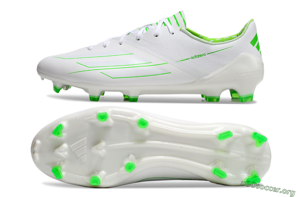 Adidas F50 Adizero FG Football Boots - White/Green 1