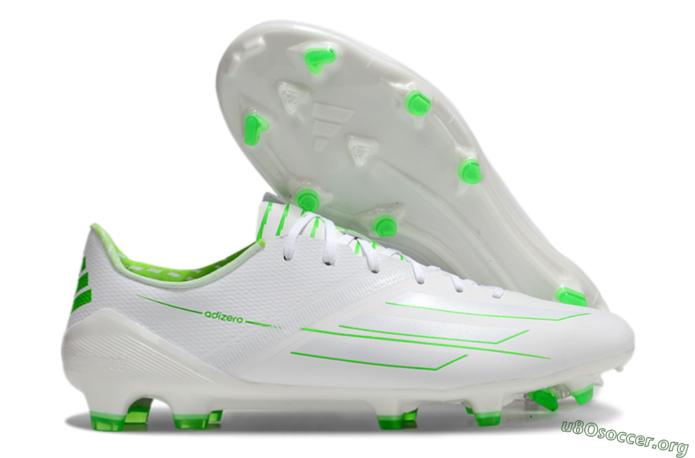 Adidas F50 Adizero FG Football Boots - White/Green 2